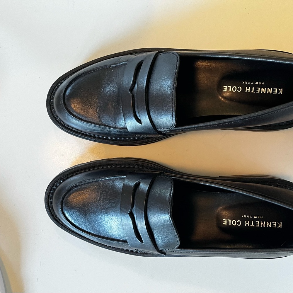 Black Kennth Cole reaction Fatima penny loafers 8 8.5 new!  Worn once